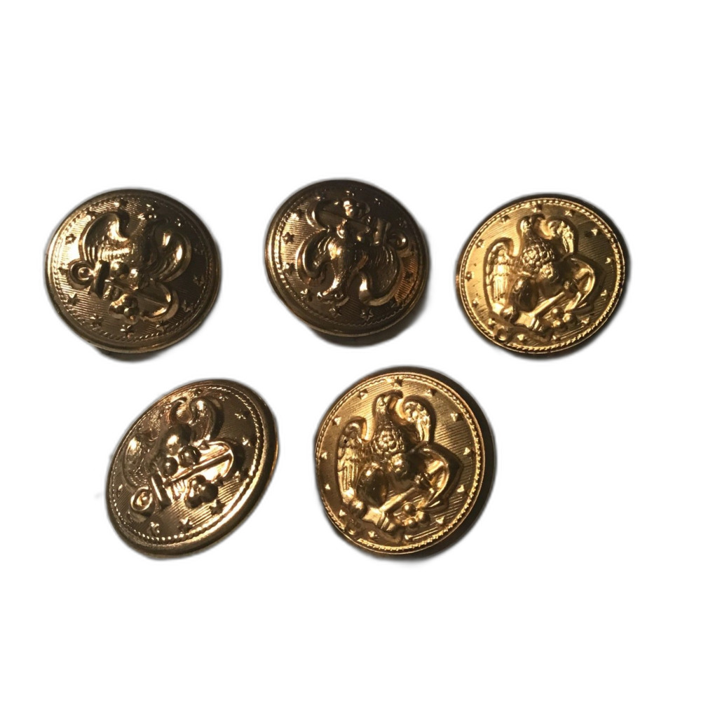Lot of 5 Vintage US Navy Eagle & Anchor Gold Tone Uniform Buttons - Left Facing